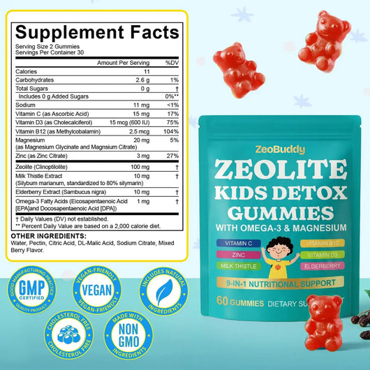 ZeoBuddy Kids Detox Gummies — 9-in-1 Daily Multivitamin